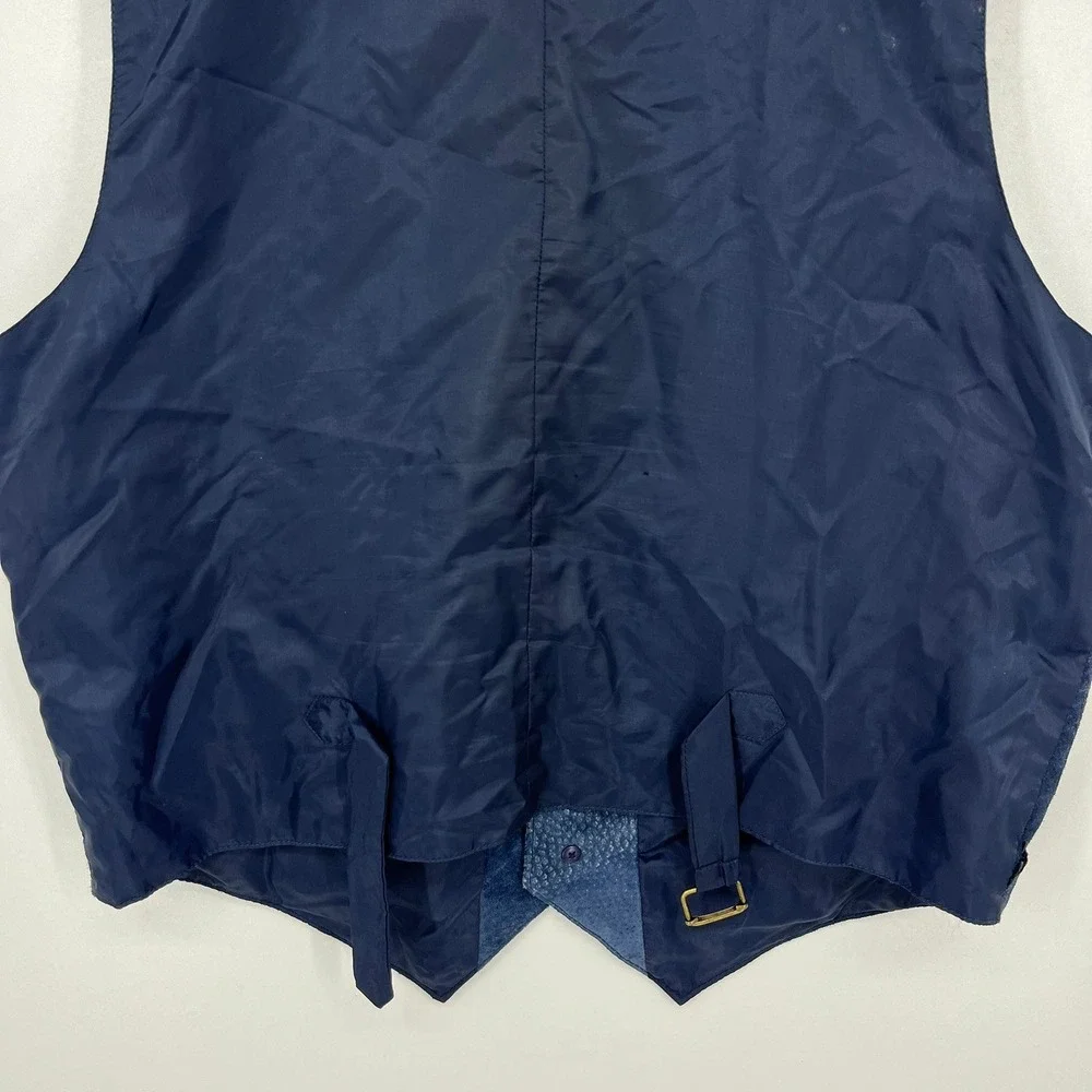 Arizona Jean Company Mens Blue Suede Leather Vest Cinch Back Medium